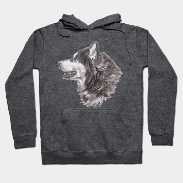 Classic Siberian Husky Dog Profile Drawing Hoodie by lalanny